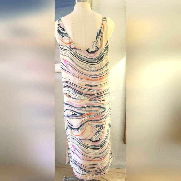 HALSTON Watercolor Maxi Dress with Side Slits - Picture 4 of 7